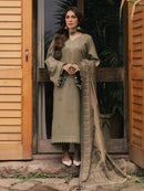 IZEL-3PC DHANAK EMBROIDERED SHIRT WITH COUTRAI PRINTED SHAWL AND TROUSER-BIC-5328