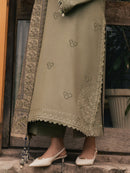 IZEL-3PC DHANAK EMBROIDERED SHIRT WITH COUTRAI PRINTED SHAWL AND TROUSER-BIC-5328