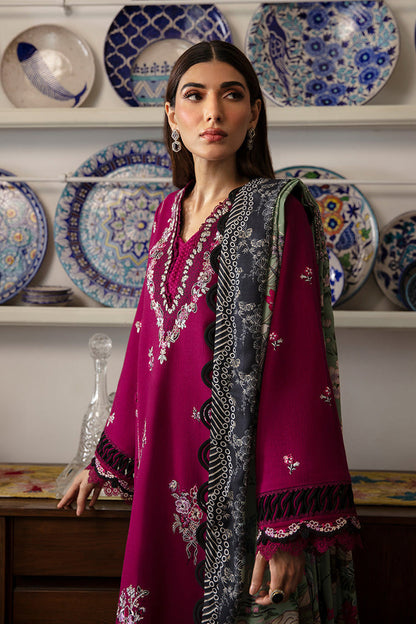 REPUBLIC-3PC DHANAK SEQUENCE EMBROIDERED SHIRT WITH COURTRAI PRINTED SHAWL & DHANAK TOUSER-BIC-4209