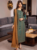 ASIM JOFA-3PC DHANAK EMBROIDERED SHIRT WITH CHIFFON EMBROIDERED DUPATTA AND TROUSER -BIC-4153