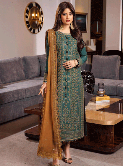 ASIM JOFA -3PC LAWN EMBROIDERED WITH BAMBER CHIFFON EMBROIDERED DUPATTA-BIC-3585