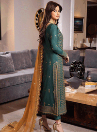 ASIM JOFA-3PC DHANAK EMBROIDERED SHIRT WITH CHIFFON EMBROIDERED DUPATTA AND TROUSER -BIC-4153