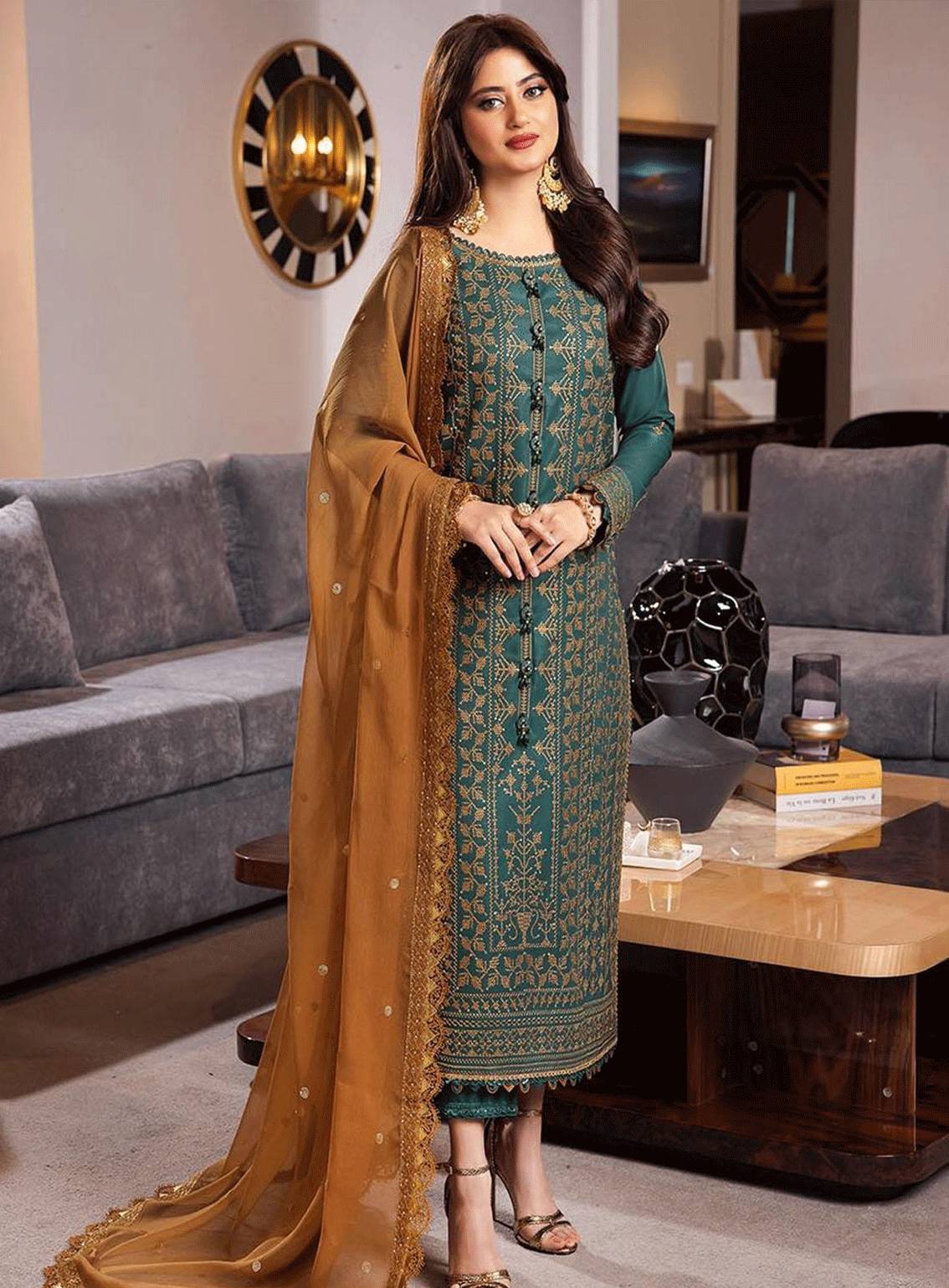 ASIM JOFA -3PC LAWN EMBROIDERED WITH BAMBER CHIFFON EMBROIDERED DUPATTA-BIC-3585
