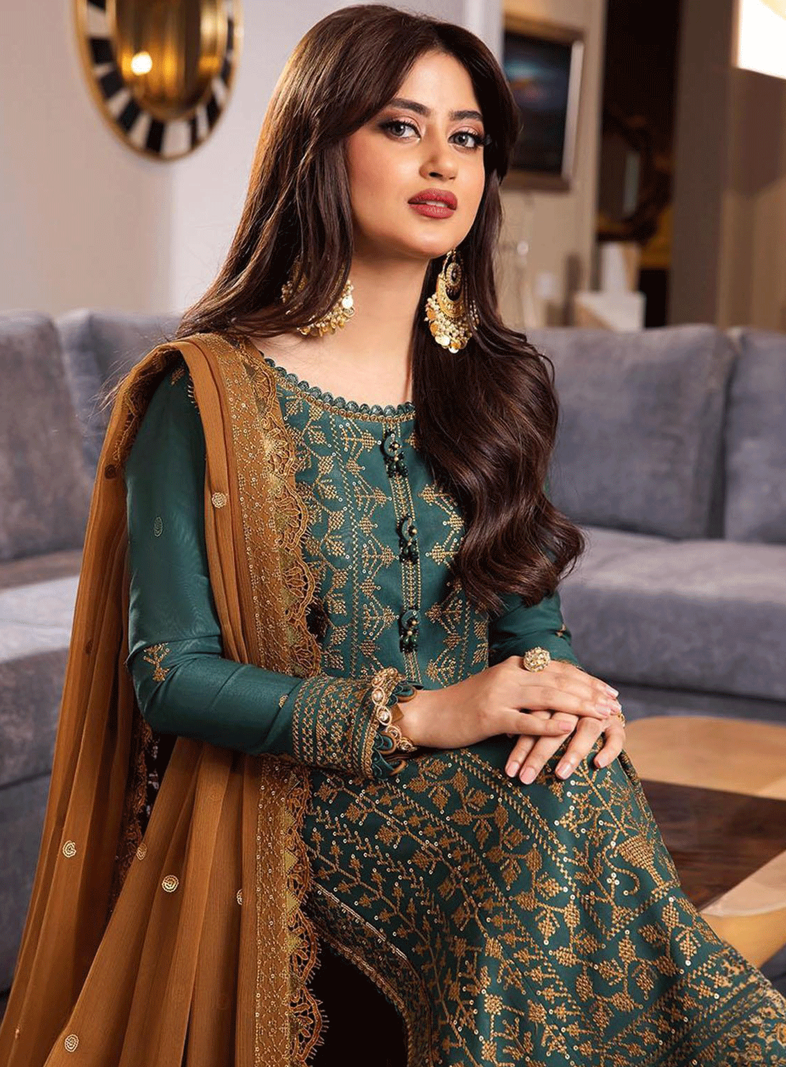 ASIM JOFA -3PC LAWN EMBROIDERED WITH BAMBER CHIFFON EMBROIDERED DUPATTA-BIC-3585