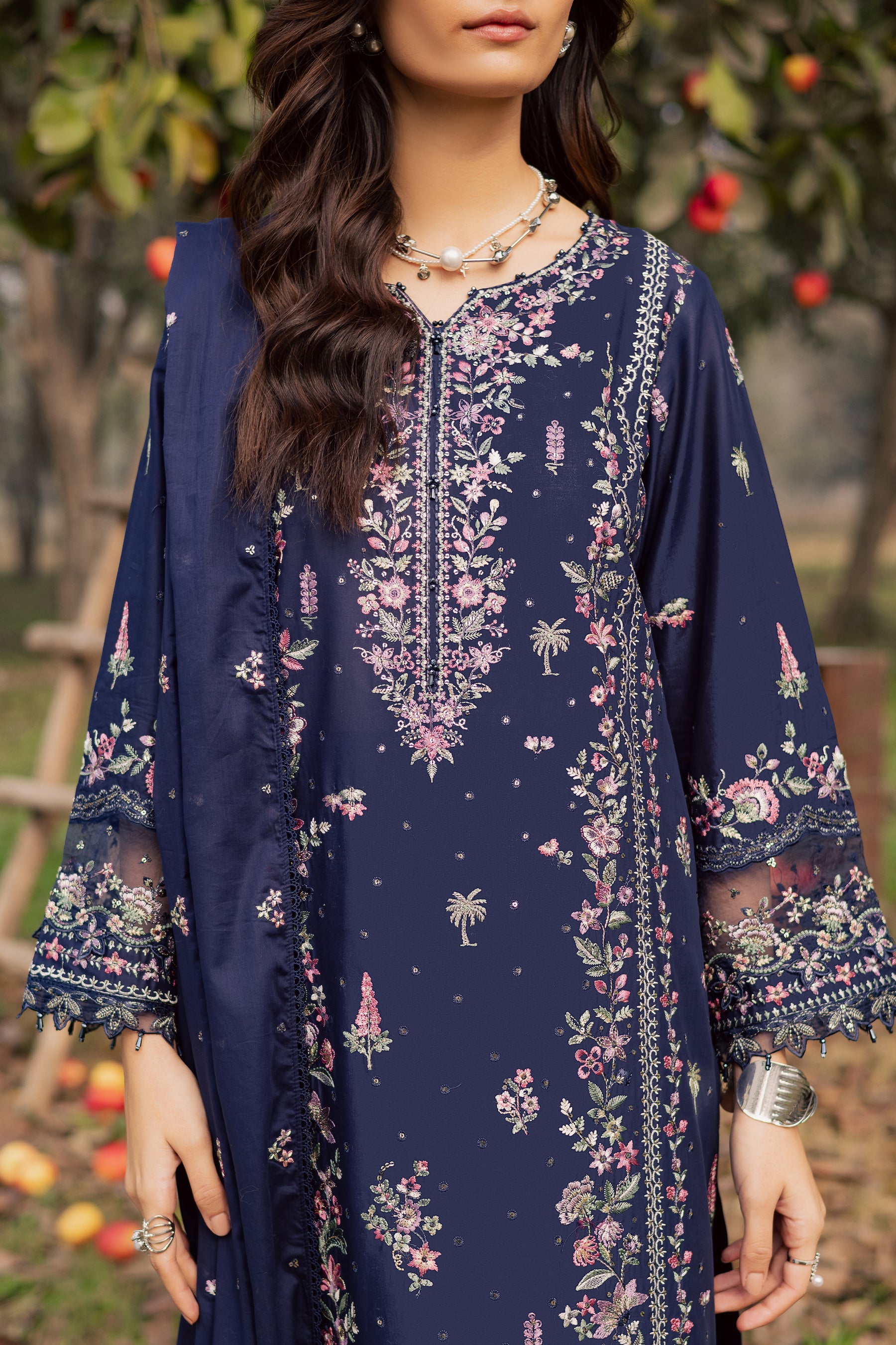 BATIK-3PIECE LAWN SEQUIN EMBROIDERED SHIRT WITH CHIFFON EMBROIDERED DUPATTA AND TROUSER-BIC-4829