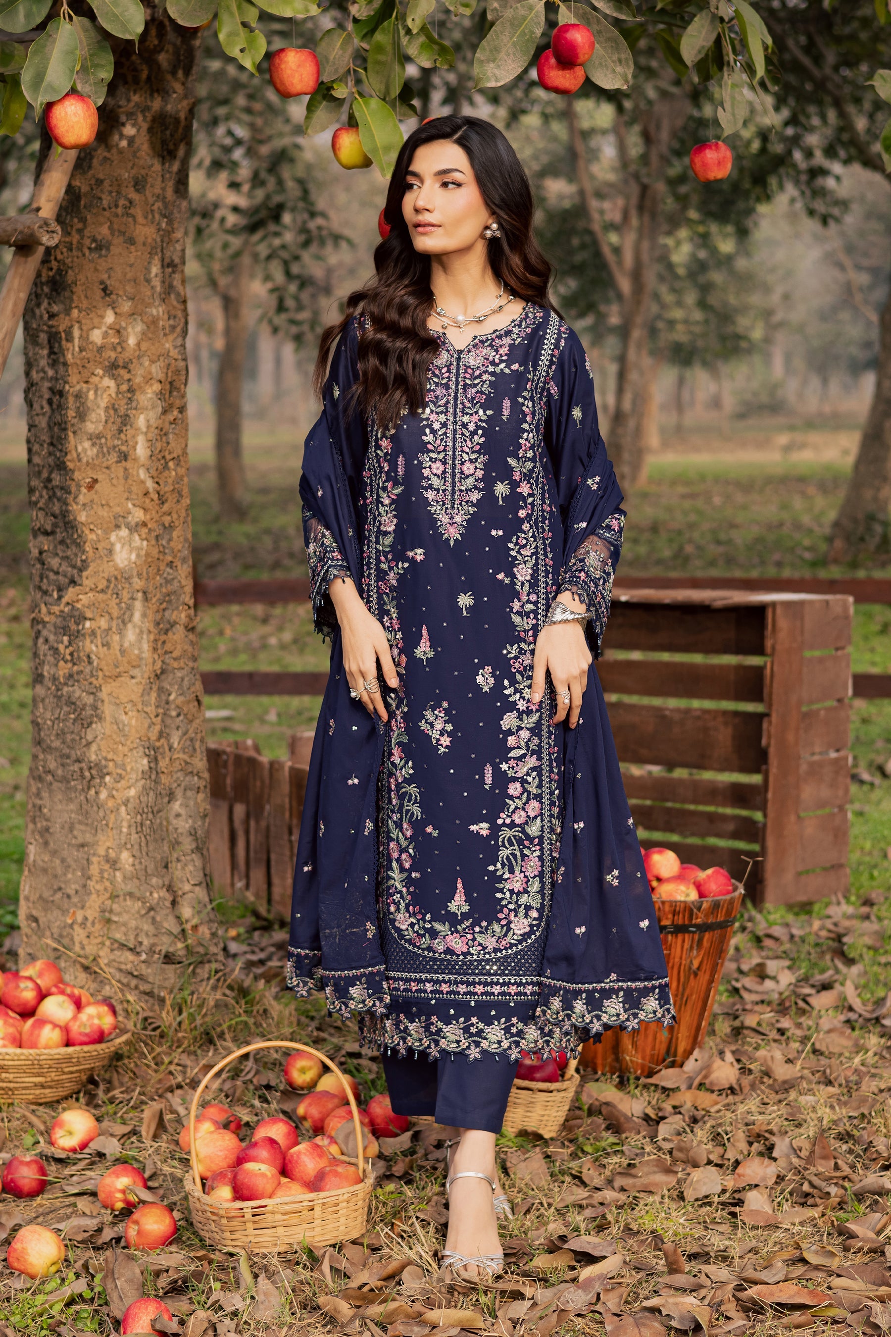 BATIK-3PIECE LAWN SEQUIN EMBROIDERED SHIRT WITH CHIFFON EMBROIDERED DUPATTA AND TROUSER-BIC-4829