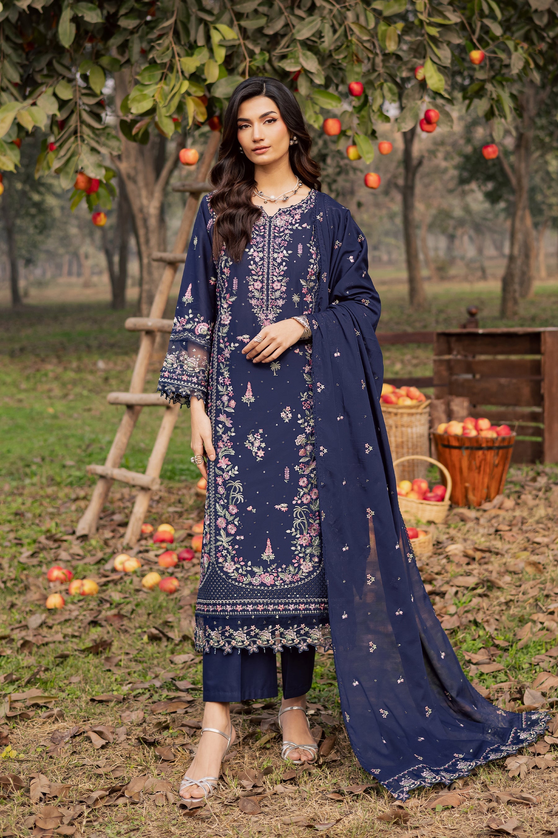 BATIK-3PIECE LAWN SEQUIN EMBROIDERED SHIRT WITH CHIFFON EMBROIDERED DUPATTA AND TROUSER-BIC-4829