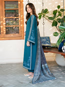 IZEL-3PC DHANAK EMBROIDERED SHIRT WITH COURTRAI PRINTED SHAWL & TROUSER-BIC-4387