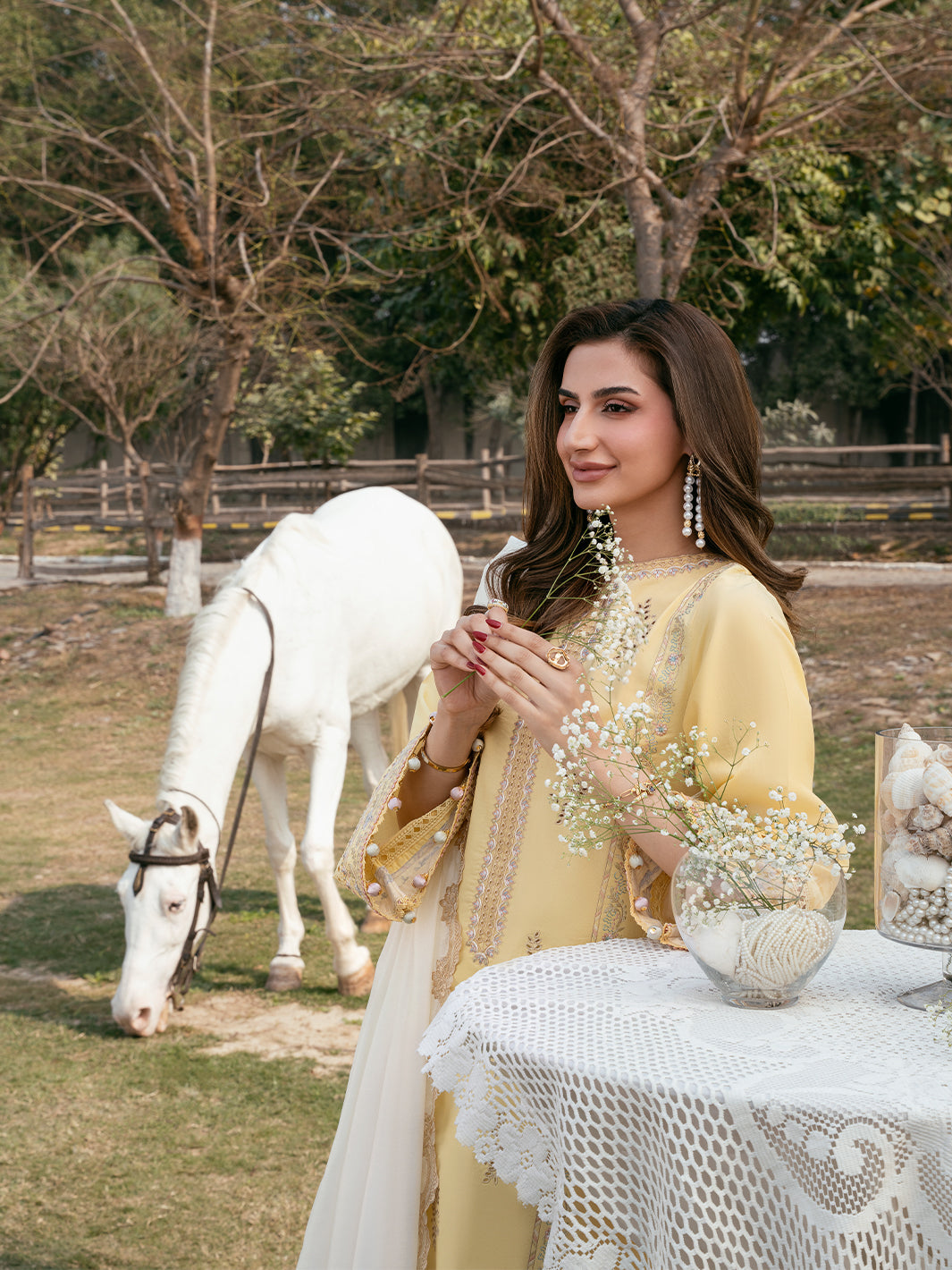 IZEL-3PC LAWN EMBROIDERED SHIRT WITH KHAADI NET EMBROIDERED DUPATTA AND TROUSER-BIC-4832