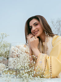 IZEL-3PC LAWN EMBROIDERED SHIRT WITH KHAADI NET EMBROIDERED DUPATTA AND TROUSER-BIC-4832