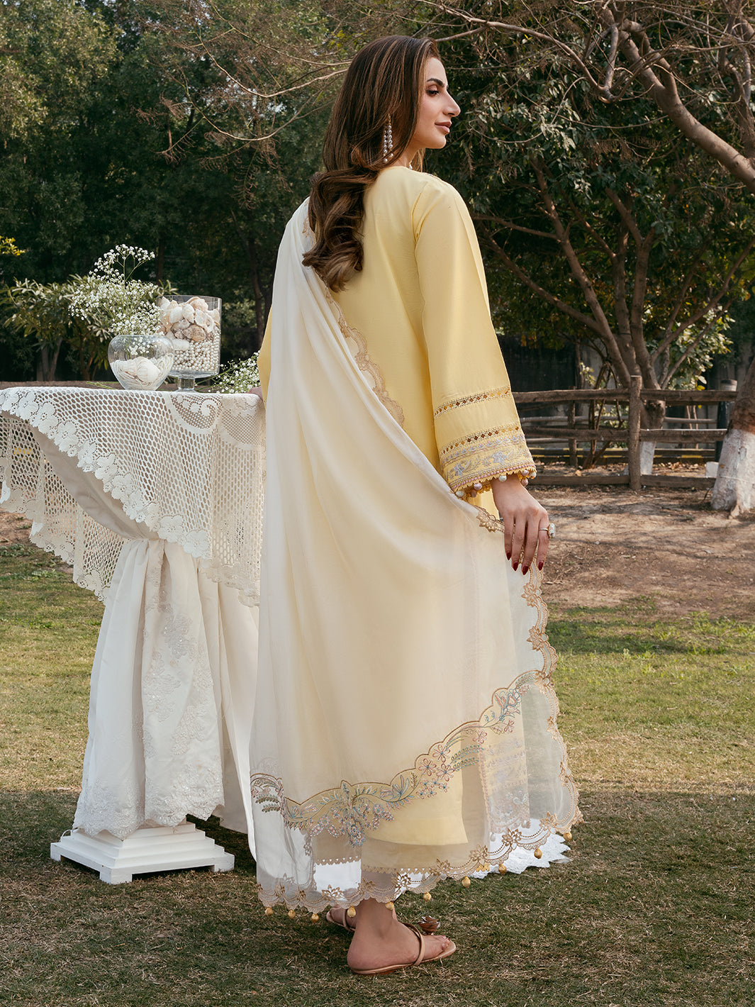 IZEL-3PC LAWN EMBROIDERED SHIRT WITH KHAADI NET EMBROIDERED DUPATTA AND TROUSER-BIC-4832