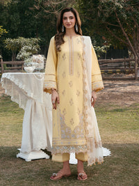 IZEL-3PC LAWN EMBROIDERED SHIRT WITH KHAADI NET EMBROIDERED DUPATTA AND TROUSER-BIC-4832
