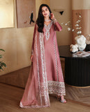 MUSHQ-3PC-RAW SILK HAND EMB EMBELLISHED SHIRT WITH SOFT SILK EMB DUPATTA AND RAW SILK TROUSER-BIC-5214