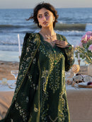 MAHNUR-3PC DHANAK CHIKANKAARI EMBROIDERED SHIRT WITH DHANAK EMBROIDERED SHAWL AND TROUSER-BIC-5259