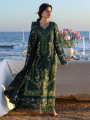 MAHNUR-3PC DHANAK CHIKANKAARI EMBROIDERED SHIRT WITH DHANAK EMBROIDERED SHAWL AND TROUSER-BIC-5259
