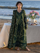 MAHNUR-3PC DHANAK CHIKANKAARI EMBROIDERED SHIRT WITH DHANAK EMBROIDERED SHAWL AND TROUSER-BIC-5259