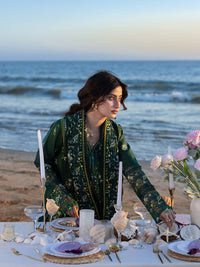 MAHNUR-3PC DHANAK CHIKANKAARI EMBROIDERED SHIRT WITH DHANAK EMBROIDERED SHAWL AND TROUSER-BIC-5259