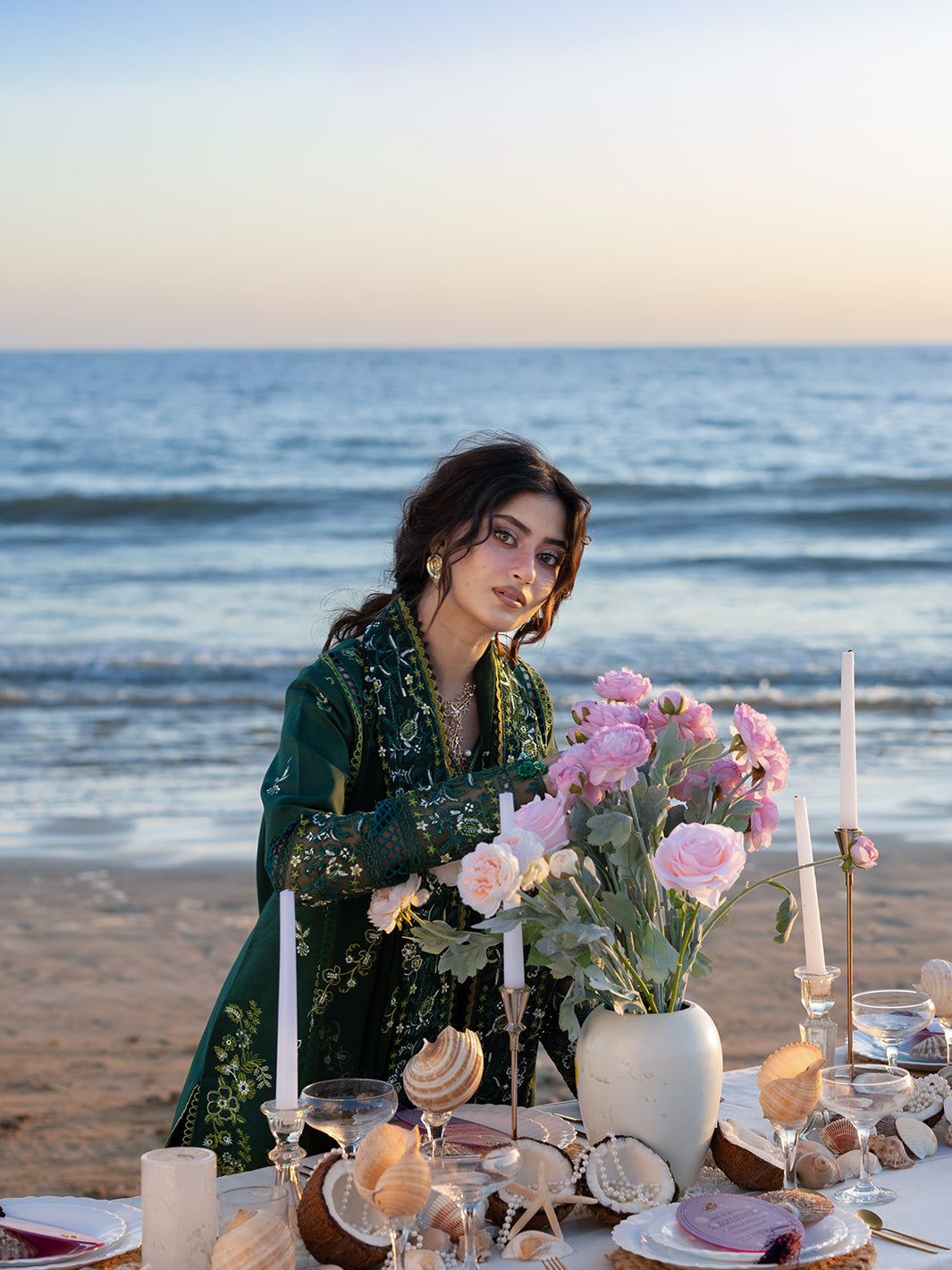 MAHNUR-3PC DHANAK CHIKANKAARI EMBROIDERED SHIRT WITH DHANAK EMBROIDERED SHAWL AND TROUSER-BIC-5259