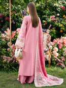 MAHNUR-3PC LAWN LASER WORK EMBROIDERED SHIRT WITH KHAADI NET EMBROIDERED DUPATTA AND TROUSER -BIC-4747