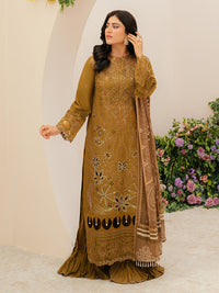 MAHNUR-3PC LAWN LASEWORK EMB SHIRT WITH CHIFFON PRINTED DUPATTA AND TROUSER -BIC-4706