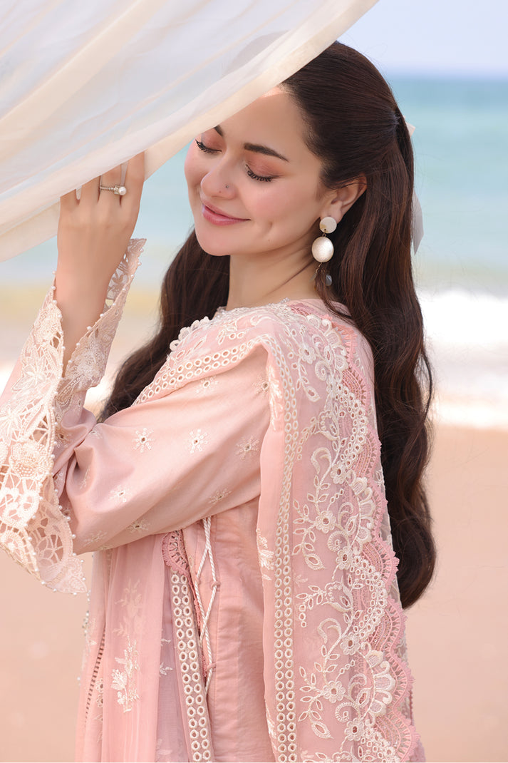 QALAMQAR-3PC LAWN EMBROIDERED SHIRT WITH KHAADI NET EMBROIDERED DUPATTA AND TROUSER -BIC-4698