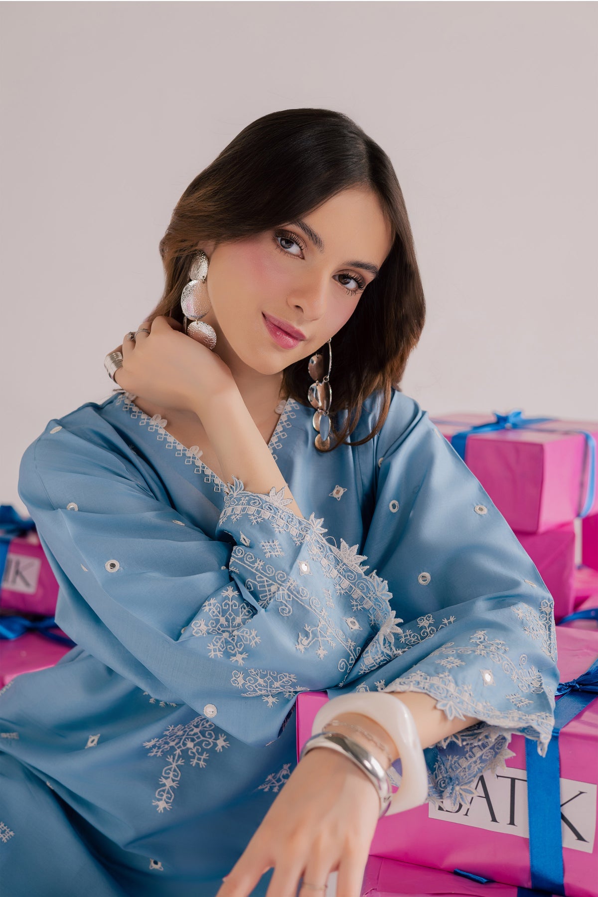 BATIK-2PIECE DHANAK EMBROIDERED SHIRT WITH DHANAK EMB TROUSER-BIC-15005