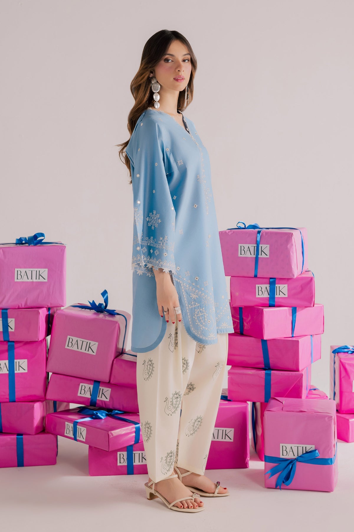 BATIK-2PIECE DHANAK EMBROIDERED SHIRT WITH DHANAK EMB TROUSER-BIC-15005