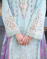MUSHQ-3PC LAWN CHIKAN EMBROIDERED SHIRT WITH SILK PRINTED DUPATTA AND TROUSER-BIC-4905