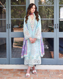 MUSHQ-3PC LAWN CHIKAN EMBROIDERED SHIRT WITH SILK PRINTED DUPATTA AND TROUSER-BIC-4905