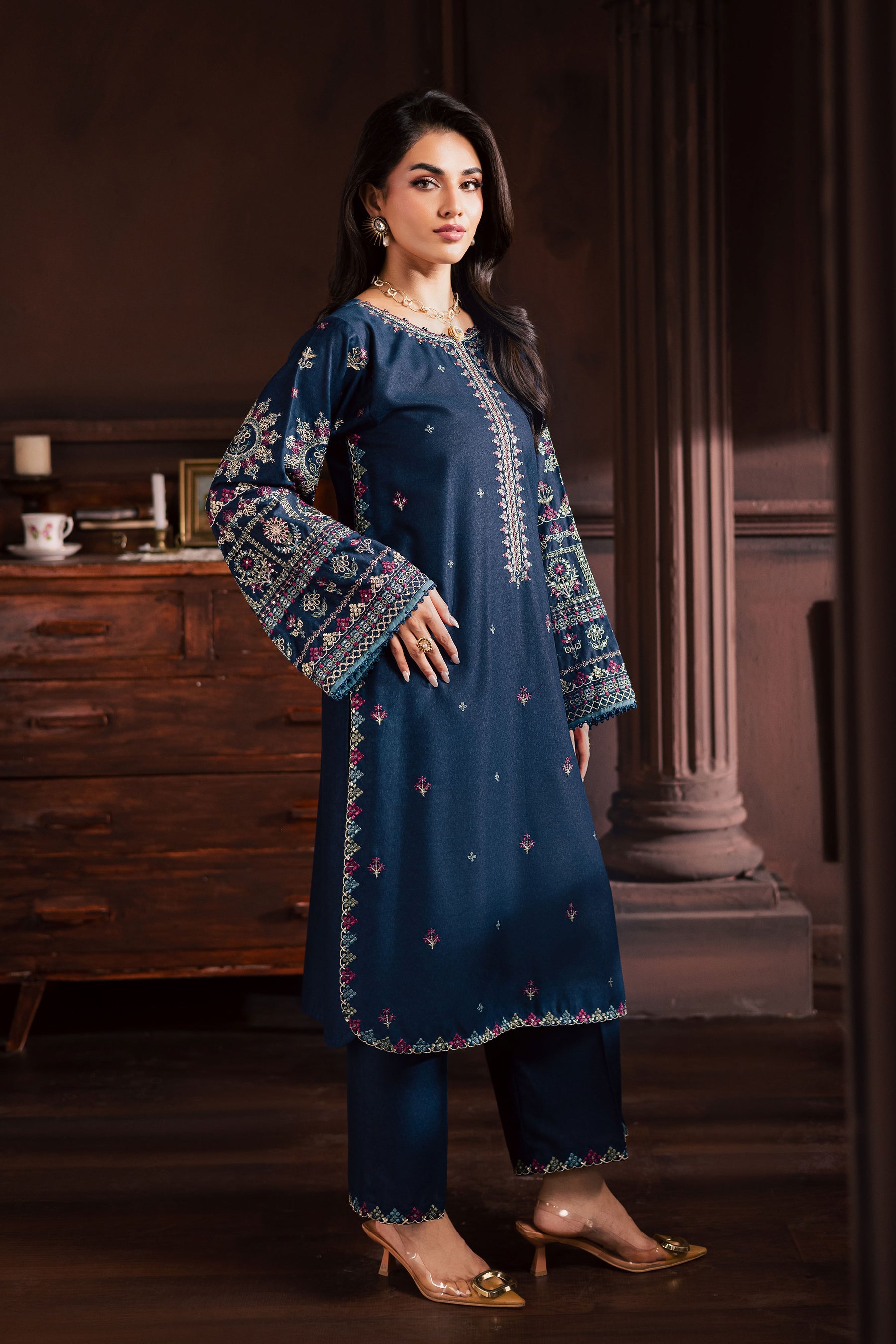 BATIK-2PIECE LAWN SEQUIN EMB SHIRT WITH LAWN EMB SLEEVES-BIC-246