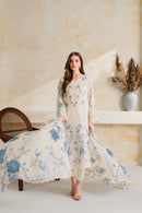 VINTAGE-3PC DHANAK EMBROIDERED SHIRT WITH COURTRAI PRINTED EMB SHAWL AND TROUSER-BIC-5228