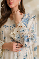 VINTAGE-3PC DHANAK EMBROIDERED SHIRT WITH COURTRAI PRINTED EMB SHAWL AND TROUSER-BIC-5228