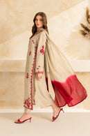VINTAGE-3PC DHANAK EMBROIDERED SHIRT WITH CHIFFON TYE&DYE DUPATTA SHAWL AND TROUSER-BIC-5222