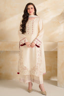 VINTAGE-3 PIECE DHANAK EMBROIDERED SHIRT WITH DHANAK EMBROIDERED SHAWL AND TROUSER-BIC-5232