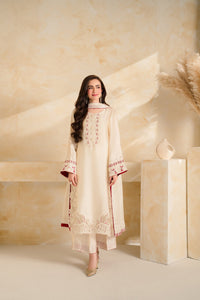 VINTAGE-3 PIECE DHANAK EMBROIDERED SHIRT WITH DHANAK EMBROIDERED SHAWL AND TROUSER-BIC-5232