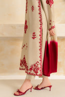 VINTAGE-3PC DHANAK EMBROIDERED SHIRT WITH CHIFFON TYE&DYE DUPATTA SHAWL AND TROUSER-BIC-5222