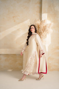VINTAGE-3 PIECE DHANAK EMBROIDERED SHIRT WITH DHANAK EMBROIDERED SHAWL AND TROUSER-BIC-5232