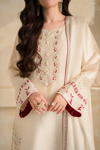 VINTAGE-3 PIECE DHANAK EMBROIDERED SHIRT WITH DHANAK EMBROIDERED SHAWL AND TROUSER-BIC-5232