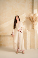 VINTAGE-3 PIECE DHANAK EMBROIDERED SHIRT WITH DHANAK EMBROIDERED SHAWL AND TROUSER-BIC-5232