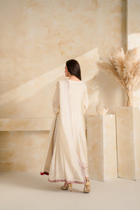 VINTAGE-3 PIECE DHANAK EMBROIDERED SHIRT WITH DHANAK EMBROIDERED SHAWL AND TROUSER-BIC-5232