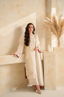 VINTAGE-3 PIECE DHANAK EMBROIDERED SHIRT WITH DHANAK EMBROIDERED SHAWL AND TROUSER-BIC-5232