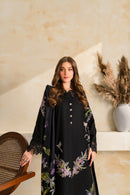 VINTAGE-3PC DHANAK EMBROIDERED SHIRT WITH COUTRAI PRINTED SHAWL TYE&DYE DUPATTA SHAWL AND TROUSER-BIC-5223