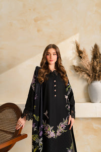 VINTAGE-3PC DHANAK EMBROIDERED SHIRT WITH COUTRAI PRINTED SHAWL TYE&DYE DUPATTA SHAWL AND TROUSER-BIC-5223