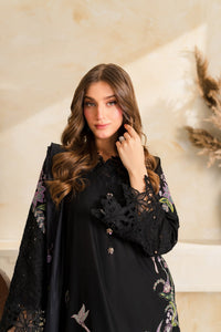 VINTAGE-3PC DHANAK EMBROIDERED SHIRT WITH COUTRAI PRINTED SHAWL TYE&DYE DUPATTA SHAWL AND TROUSER-BIC-5223