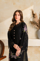VINTAGE-3PC DHANAK EMBROIDERED SHIRT WITH COUTRAI PRINTED SHAWL TYE&DYE DUPATTA SHAWL AND TROUSER-BIC-5223