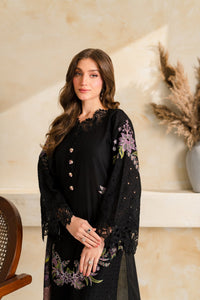 VINTAGE-3PC DHANAK EMBROIDERED SHIRT WITH COUTRAI PRINTED SHAWL TYE&DYE DUPATTA SHAWL AND TROUSER-BIC-5223