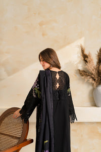 VINTAGE-3PC DHANAK EMBROIDERED SHIRT WITH COUTRAI PRINTED SHAWL TYE&DYE DUPATTA SHAWL AND TROUSER-BIC-5223