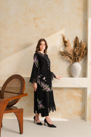 VINTAGE-3PC DHANAK EMBROIDERED SHIRT WITH COUTRAI PRINTED SHAWL TYE&DYE DUPATTA SHAWL AND TROUSER-BIC-5223