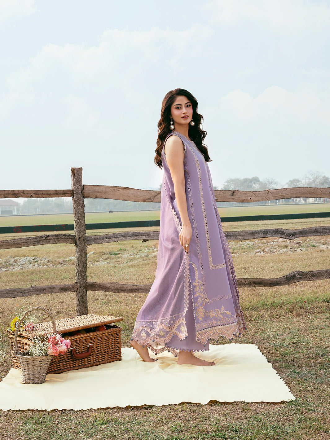 IZEL-3PC LAWN EMBROIDERED SHIRT WITH ORGANZA EMBROIDERED DUPATTA AND TROUSER-BIC-4842