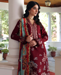 REPUBLIC WOMENSWEAR-3PC DHANAK EMBROIDERED SHIRT WITH COUTRAI PRINTED SHAWL AND TROUSER-BIC-5252